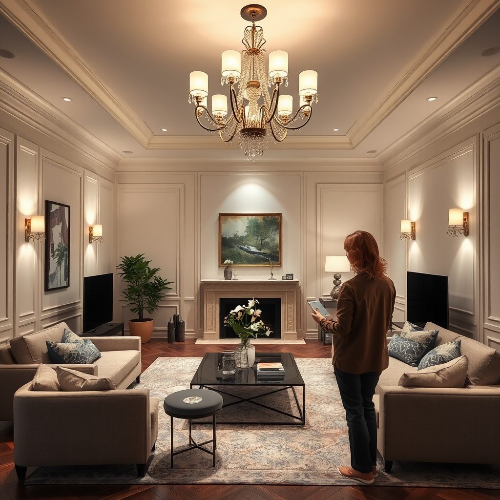 Cozy living room lighting example